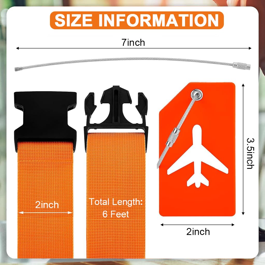 PALAY Set of 8pcs Luggage Straps & Suitcase Tags Set, Adjustable Suitcase Belt Quick Relese Suitcase Belts and PVC Luggage Tags with Metal Loop Orange Safety Luggage Straps PALAY Set of 8pcs Luggage Straps & Suitcase Tags Set, Adjustable Suitcase Belt Quick Relese Suitcase Belts and PVC Luggage Tags with Metal Loop Orange Safety Luggage Straps